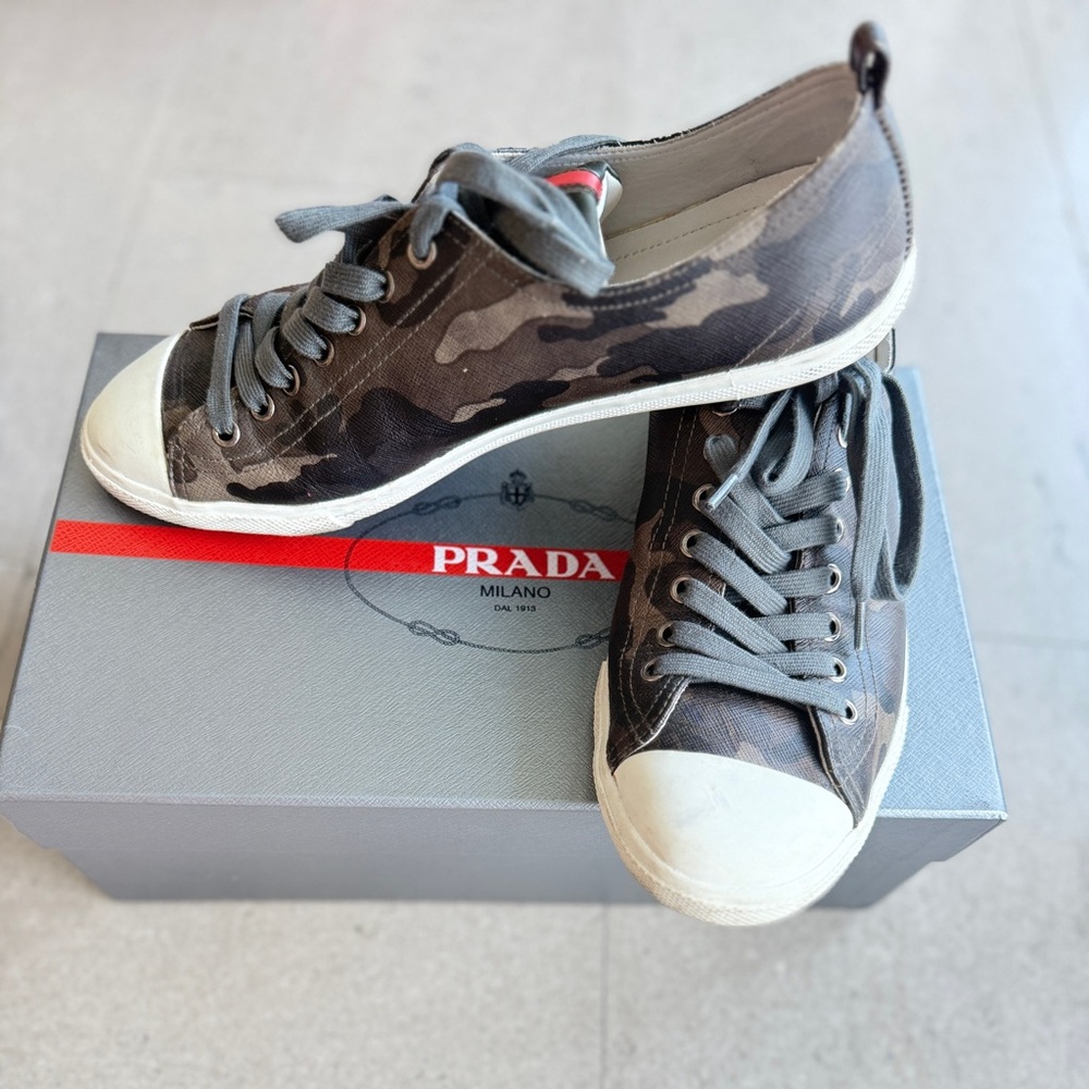 Prada Men's Camouflage Sneakers - Black and Brown